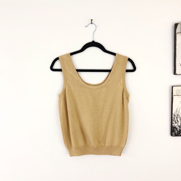 St. John Tops - ST. JOHN BASIC Gold Knit Shell Sweater Tank Top